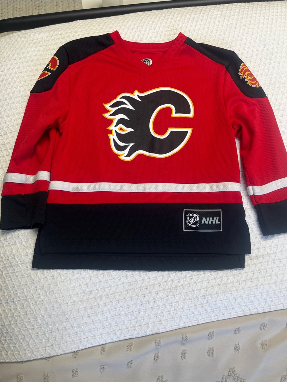 NHL Calgary Flames Kids Red and Black Hockey Jersey